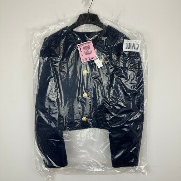 J.Crew Tweed Bomber Lady Jacket Navy Wool Blend Preppy Cropped Relaxed US 12 NWT - Picture 6 of 11